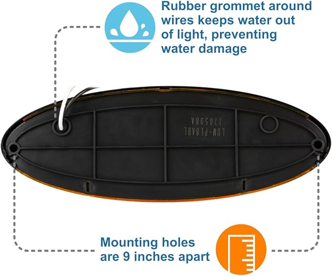 Lumitronics RV LED Euro-Style Porch Light, Amber Lens (Black)