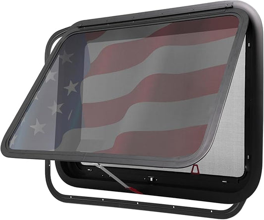 RV Window | 30" W x 22" H | RV Exit Window | Tempered Glass &Trim Set | DOT Certification Qualified