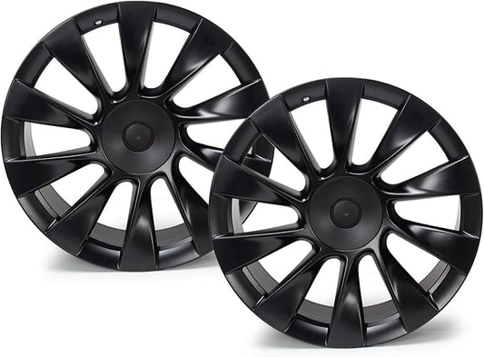 New 21'' x 9.5'' Aluminum Alloy Replacement for OE Wheel Rim Compatible with Model Y 2020 2021 2022 2023 - Direct Fit Black, 2 Sets
