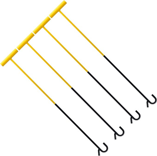 5th Wheel Pin Puller, 4 Pack 32" Solid Steel Chrome Plated 5th Wheel Puller Hook, Heavy Duty 5th Wheel Puller w/Hook (Yellow & Black)
