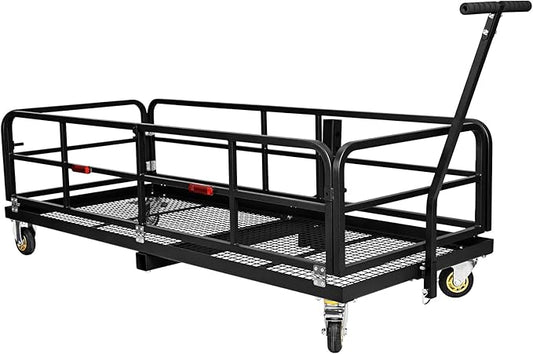 Folding Hitch Mount Cargo Carrier Rack with Handle & Wheels - 750 LBS Heavy Duty Rear Luggage Basket for Car SUV, Fits 2" Receiver - Tow Hitch Cargo Rack for Camping, Black