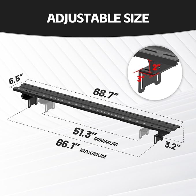 Adjustable Truck Bed Racks Compatible with Tacoma/Silverado/Sierra/Ram/Tundra/Titan/Frontier/Colorado/Canyon/Ford F-Series/JT/Ranger/Maverick, Universal Cargo Cross Bar