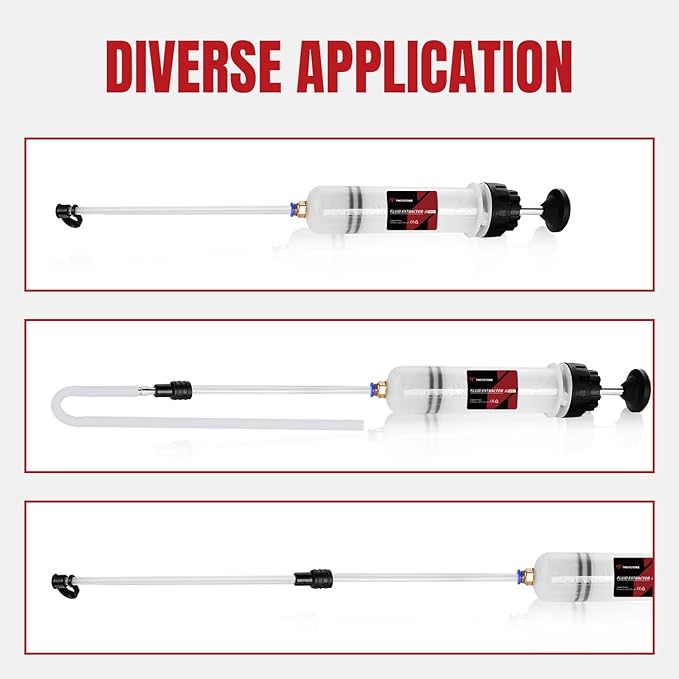 Thorstone 500cc Automotive Fluid Extractor Pump, Manual Oil Change Syringe with 50cm Rubber Hose & 2pcs 22cm PVC Suction Tubes