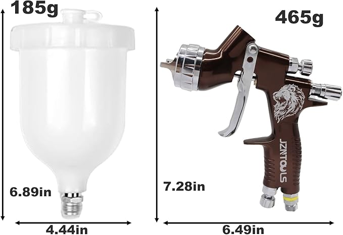 TE20 HVLP Air Spray Gun 1.3mm Nozzles, Car Paint Gun Sprayer,Forged Body, Anodised Finish，Paint Gun for Varnish and Top Coat, with Paint Sprayer Accessories (Brown)