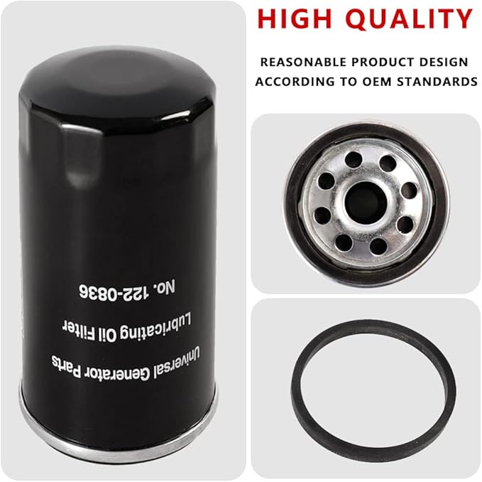122-0836 Oil Filter Spin-on Fits for RV QG 5500/7000 Series HGJAA HGJAB HGJAC Replaces OE# 01220836 B7238 PH2875 PH10027