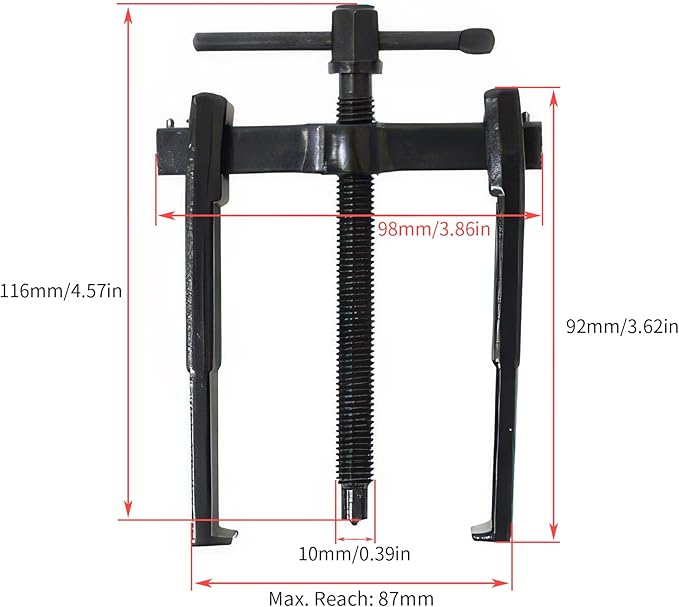 Beam 2 Jaw Puller 3.5" Universal Bearing Gear Pullers with 116mm Hexagonal Head Screw,High Carbon Steel Pullers,Adjuestable Pulley Removal Tool for Bearings/Flywheels/Pulleys Remove