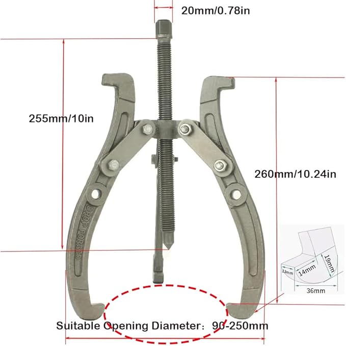 10" Gear Puller,3 Jaw Puller for Pulley Gear Bearing Flywheel Removal,2 Jaw / 3 Jaw Puller with Reversible Jaws, Bearing Puller Suitable for Automotive Repair and Industrial Maintenance (10in)