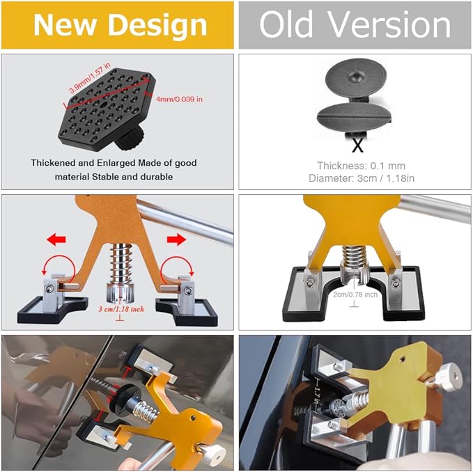 Auto Body Dent Puller Kit, Paintless Dent Repair Tool Adjustable Car Dent Remover Kit with Rubber Hammer and Metal Tap Down Pen for Auto Hail Damage Repair & Other Metal Surface 39PCS