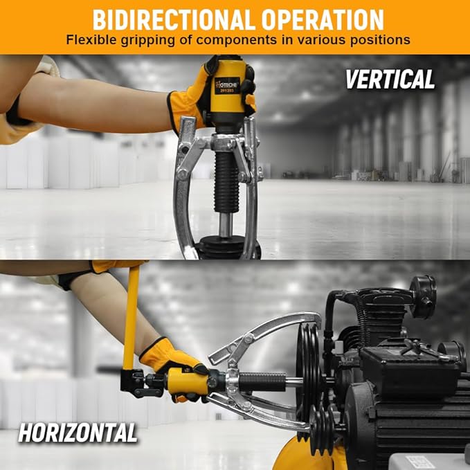 Hoteche 5-Ton Hydraulic Bearing Puller - Self-Contained Gear/Wheel Bearing Removal Tool | 2/3 Jaw Compatible | for Truck/Auto/Industrial Use
