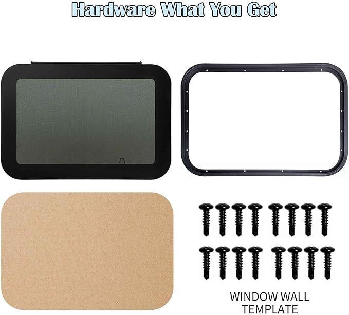 14x22 RV Slider Window - Frameless Design, DOT-Approved Tinted Glass, Weatherproof Aluminum Frame, w/Mesh Screen & Install Kit (Fits 1.5"-1.875" Walls)