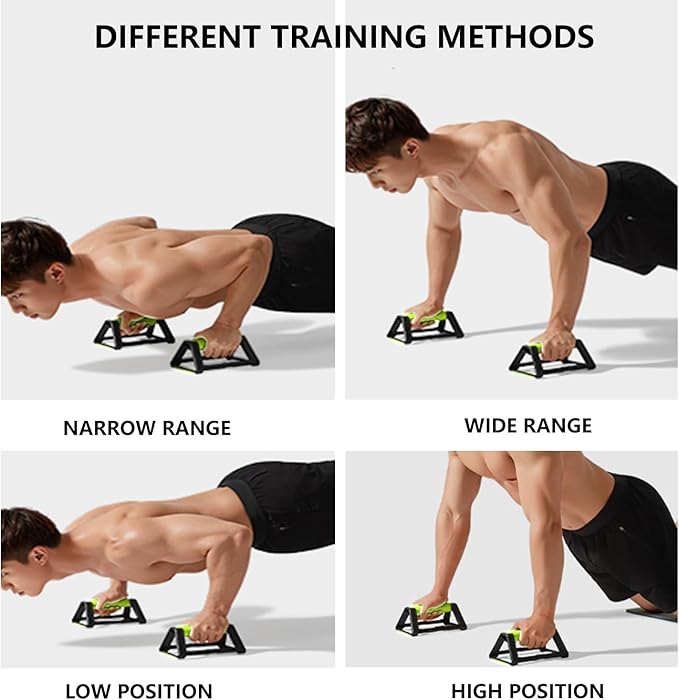 Push-up Bracket Triangular Stable Support Design, Wrist Protection with Anti-slip, Enhances Workout Depth, Suitable for Home Fitness(1 PAIR)