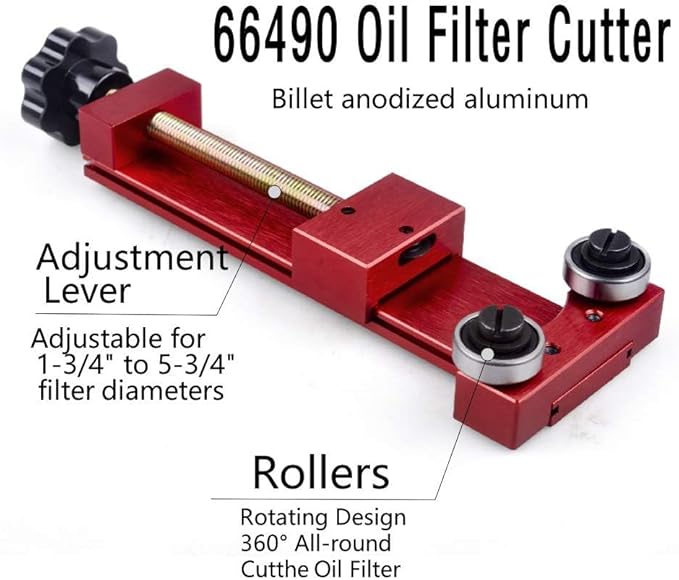 66490 Oil Filter Cutting Tool with 3 Blades,Oil Filter Cutter for Filter Cutting Range 1-3/4" to 5-3/4" Aluminum