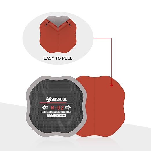 SUNSOUL 10Pcs Bias Tire Patch 3.75" x 3.75", Heavy Duty Round Tire Repair Patches for Car Truck Tractor Agricultural Vehicles