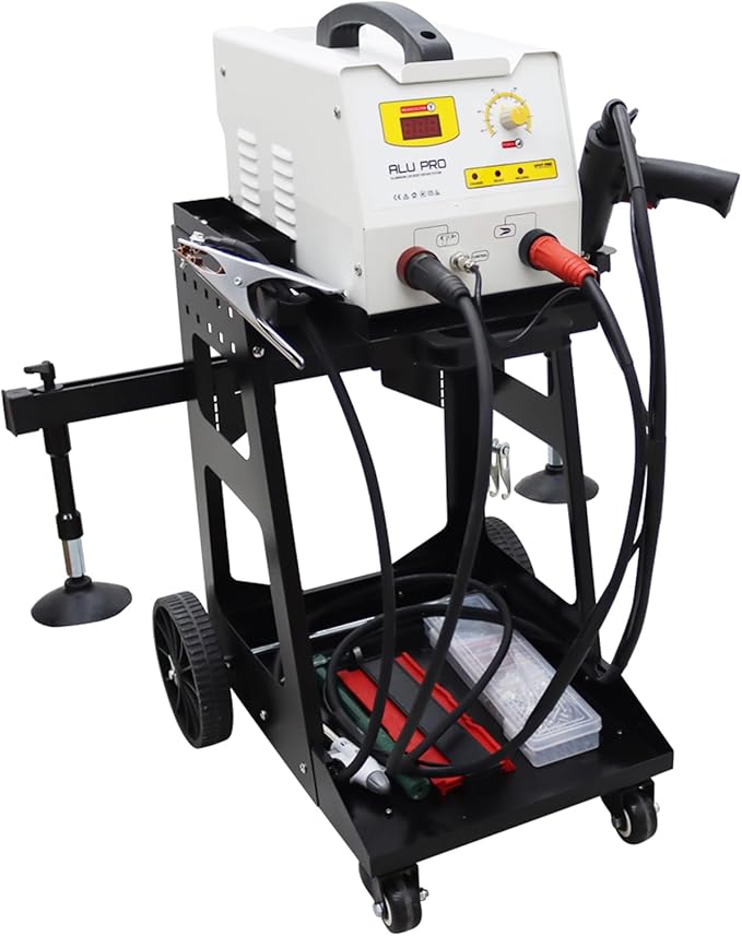 Aluminum SPOT Welder Machine Dent Pulling Machine Vehicle Dent Puller for Car Body Dent Repair with Black Tool Cart 220V