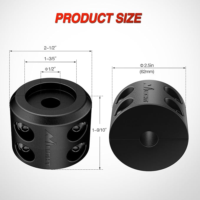 Nilight Winch Stopper for ATV UTV Truck SUV Winch Cable Hook Rubber Stopper 2 Pack Protect Towing Hook Synthetic Rope Winch Accessories Rope Line Saver with Stainless Steel Screws Allen Wrenc, Black