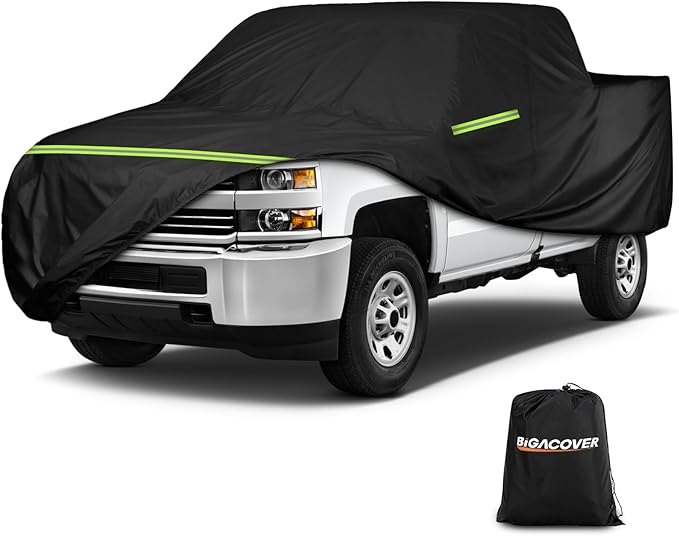 Truck Cover for Chevy Silverado Crew Cab Long Bed 8.3ft Heavy Duty Waterproof Car Covers with Zipper All Weather Full Pickup Cover Custom Fit 2000-2022 Chevy Silverado 2500 3500HD (UP to 266''L)