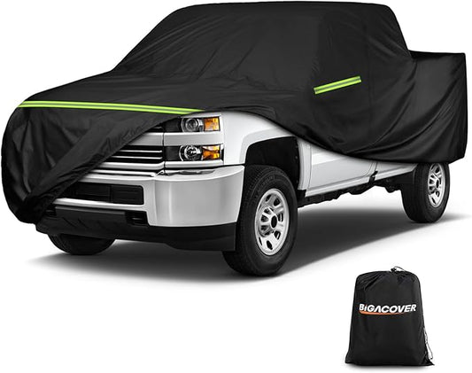 Truck Cover for Chevy Silverado Crew Cab Long Bed 8.3ft Heavy Duty Waterproof Car Covers with Zipper All Weather Full Pickup Cover Custom Fit 2000-2022 Chevy Silverado 2500 3500HD (UP to 266''L)