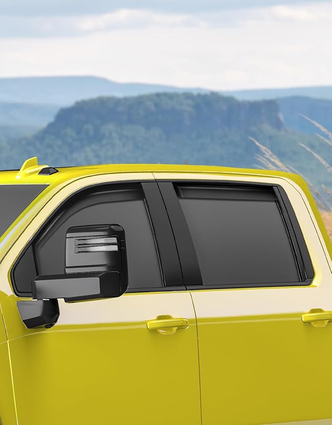 in-Channel Window Rain Guards Fit for Chevy Silverado/GMC Sierra 2500HD/3500HD 2020-2026 Crew Cab, Extra Durable Truck Window Deflectors Vent Visors Vent Shades Exterior Car Accessories