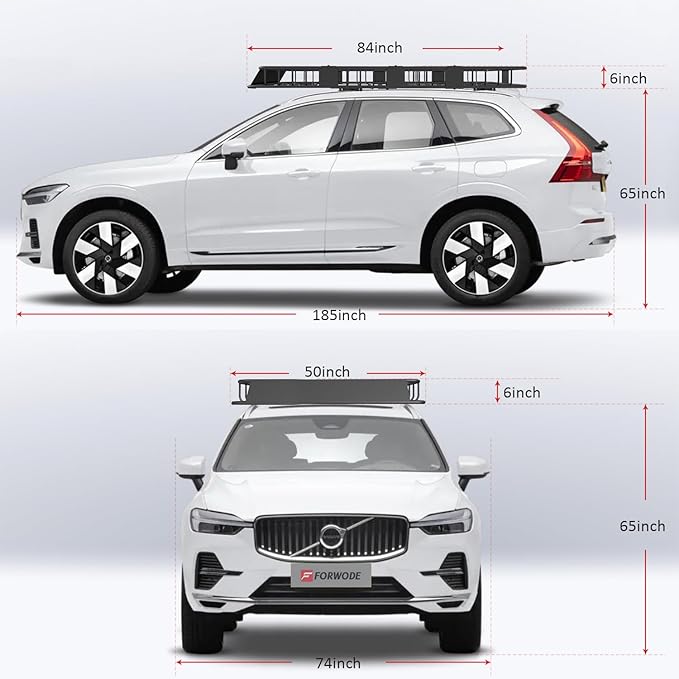 FORWODE 250 LBS. Roof Rack Carrier Basket, 84" x 50" x 6" Universal Rooftop Cargo Carrier Basket for Car, SUV or Truck