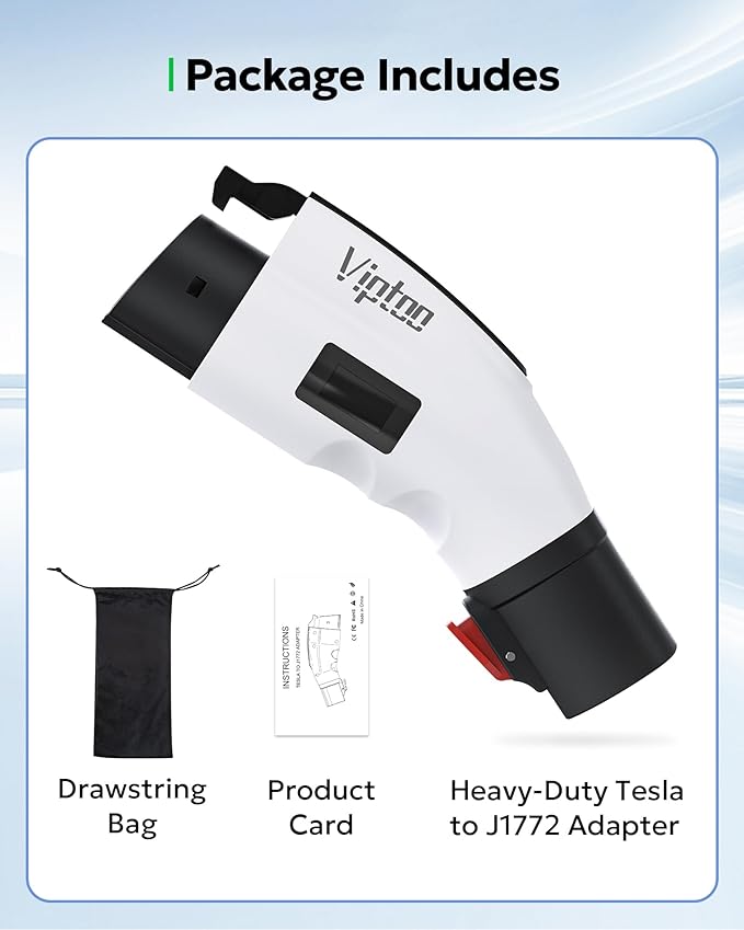 for Tesla to J1772 Adapter with Screen Display [Only to J1772], 60Amp 250V Converter with Press-Lock, Compatible with Tesla Charger Connectors, Destination/Mobile Chargers