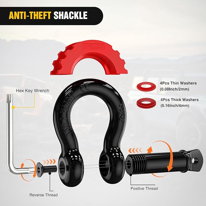 Nilight 3" x 20' Recovery Tow Strap Kit with 2" Hitch Receiver and 3/4" Anti-Theft D-Ring Shackles Storage Bag Heavy Duty Tow Rope for Car Truck SUV ATV (MBS 31500LBS)