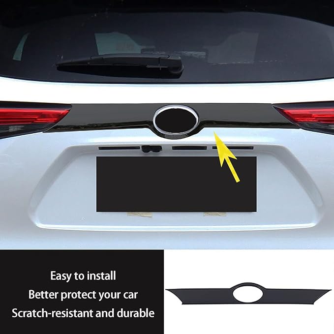 Car Accessories Tail Gate Grille Decoration Protector Guard Plate Fit For Toyota Highlander 2021 2022 2023 2024 2025 Rear Exterior Trunk Streamer Cover Trim (Black) ABS 1 PC