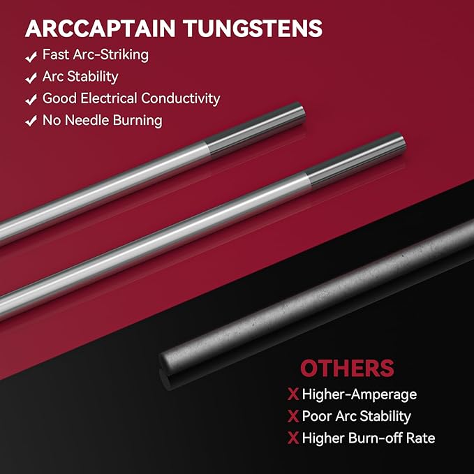 ARCCAPTAIN TIG Welding Tungsten Electrode 10-Pack 3/32"x 7"(Grey - 2% Ceriated, WC20/EWCe-2)