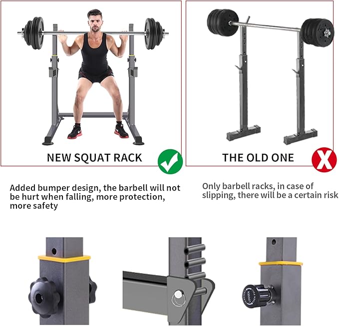 Adjustable Squat Rack,Multi-Function Barbell Rack for Weight Lifting and Home Gym Fitness Workout Portable Squat Bench Press