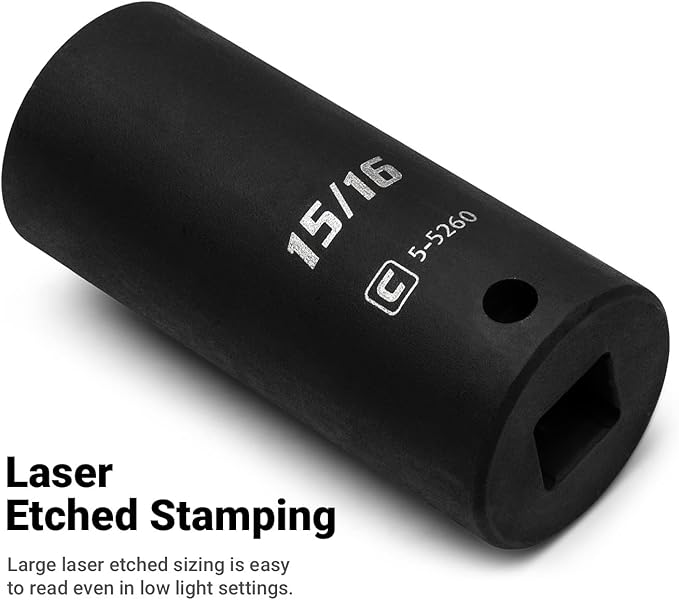 Capri Tools Deep Impact Socket, 3/8-Inch Drive, 6-Point, SAE (5/16-Inch)