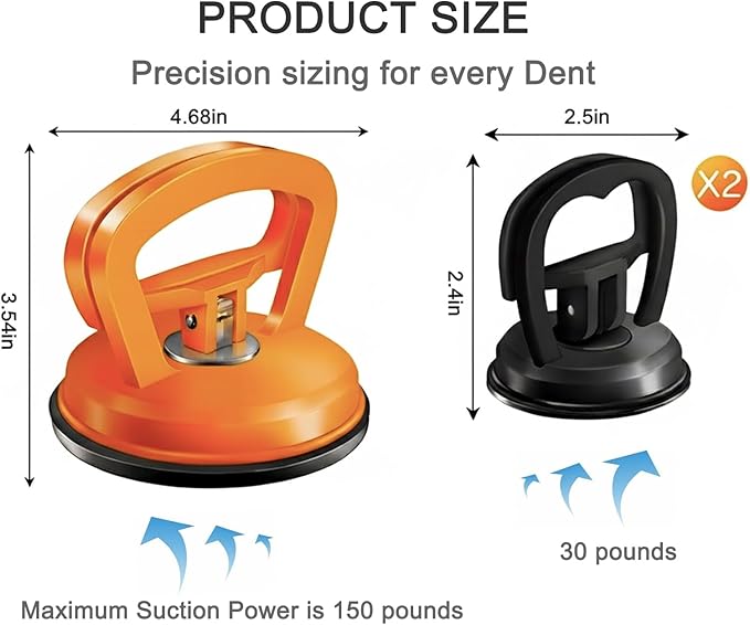 Dent Puller Kit for Car, 3-Pack Paintless Car Dent Repair Remover Kit, Dent Removal Tool with Suction Cup for Auto Body Hood/Door, No Glue No Scratch