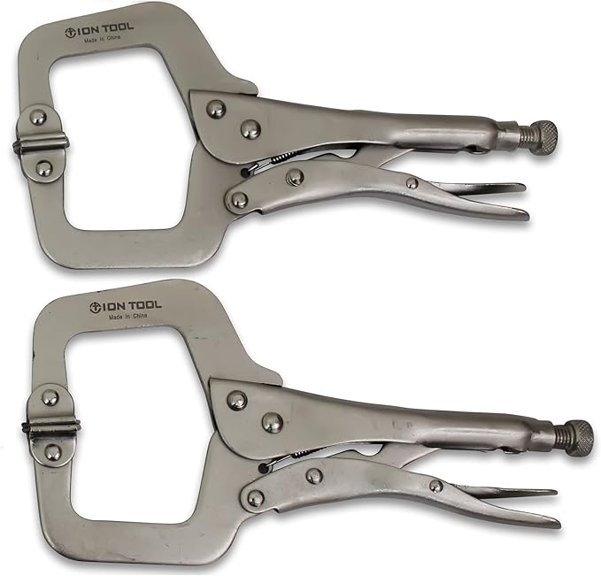 2 Pack - 11” C-Clamp Locking Pliers, Swivel Pads