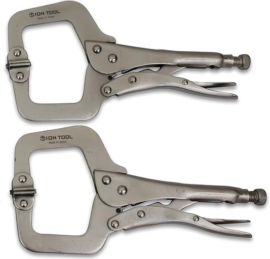2 Pack - 11” C-Clamp Locking Pliers, Swivel Pads