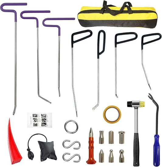 22 Pcs Car Dent Repair Rods, Hard Spring Steel Dent Rods, Dent Repair Tools, Professional Hail Dent Removal Tool for Minor Dents, Door Dings,Hail Damage,Linear Dent and Large Dent