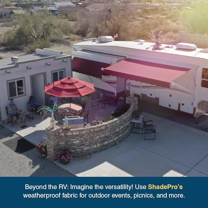 Shade Pro RV Awning Fabric Replacement | Durable Standard Grade Vinyl (20' [Fabric 19' 2"], Solid White) Camper Shade Awning Canopy