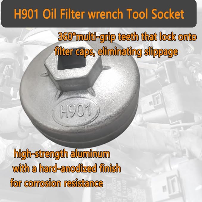 64-65mm 14 Flutes 901Oil Filter Wrench Tool Socket - Compatible with Wix 57356 & Honda 15400-PLM-A02 | Fits Honda Accord, Acura Civic/CRV, Nissan Sentra, Odyssey, Pilot