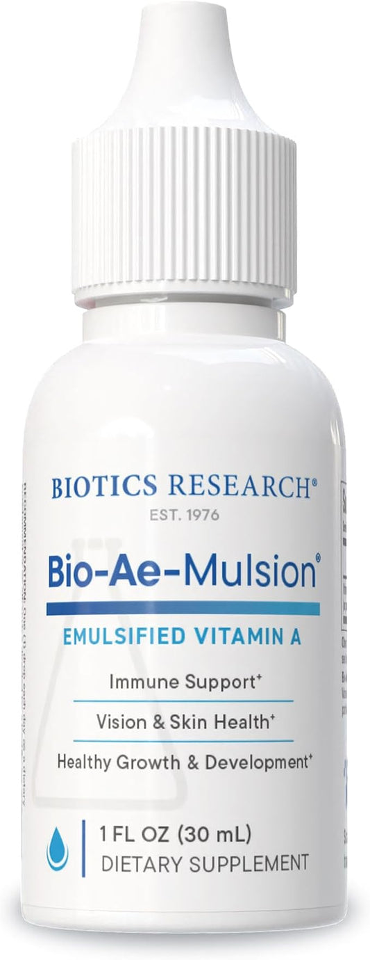 Biotics Research Bio Ae Mulsion IU Emulsified Vitamin A for Greater Uptake & Utilization, Concentrated Form, Promotes Immune Response, Aids in Visual Acuity, Supports Cardiovascular 1 Fluid Ounces
