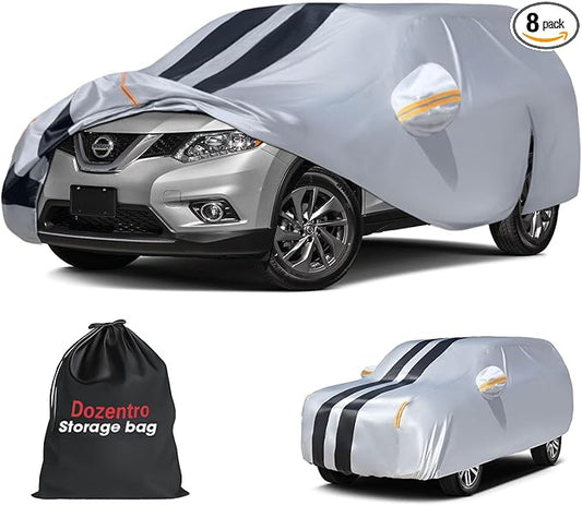 10 Layers Car Cover Custom Fit for Nissan Rogue 2007-2026 100% Waterproof All Weather Automobiles, Gift with Towel, Heavy Duty Car Covers for Rain Sun UV Protection with Door Zipper.