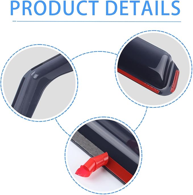 Window Visors Rain Guards for Audi A6 2012 2013 2014 2015 2016 2017 2018,Tape-On Side Window Deflectors,Car Accessories Visors Rain Guards