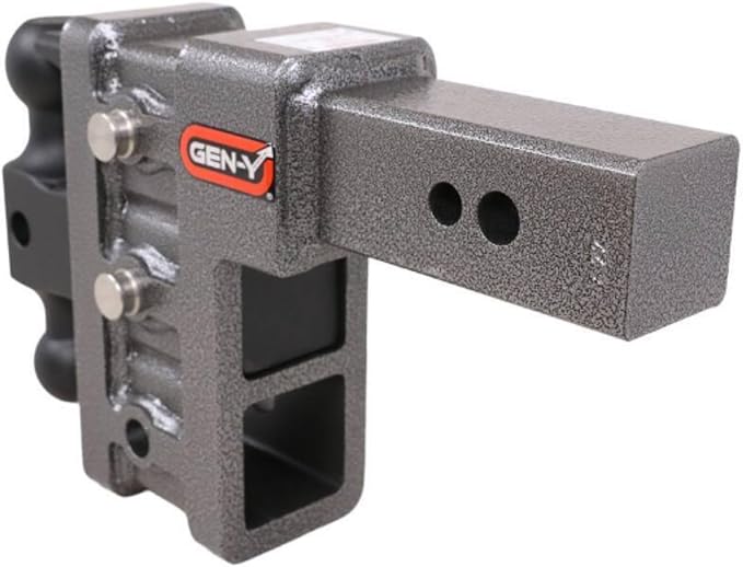 GEN-Y Hitch Tow Hitch for 2.5" Receiver | 6" Drop - 3 Adjustable Positions | 21k LBS Towing Capacity | 3k LBS Tongue Weight | Includes Dual Ball-Mount Attachment, Pintle Lock, 2 Locking Pins, Silver