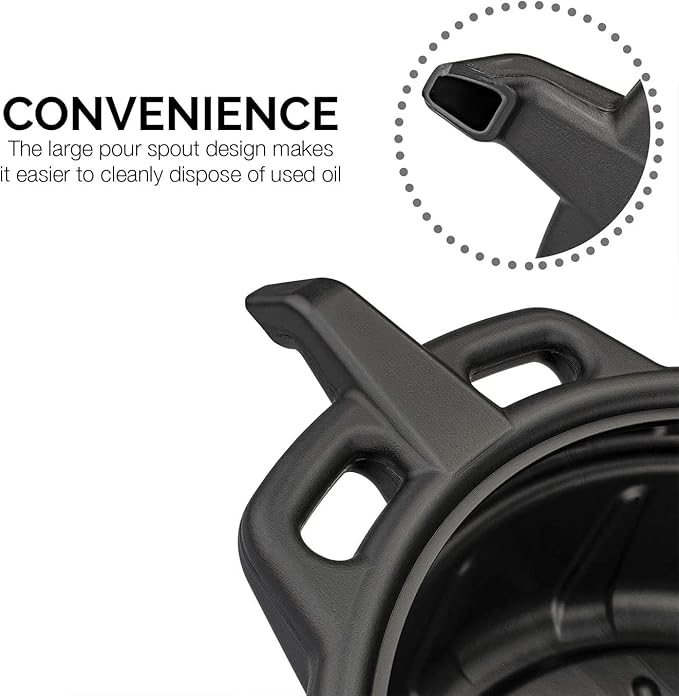 NEIKO 20762A Oil Drain Pan | Black Plastic Anti Splash | Motor Oil Drip Catcher Pan | 2 Gallon (8L) Capacity