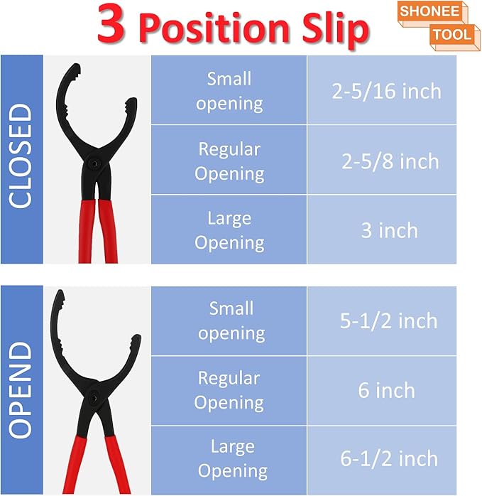 Oil Filter Wrench (L:12", Jaw Capacity: 60mm to 102mm), Automotive Oil Filter Removal Tool for Oil Change, Adjustable Fuel Filter Wrench Plier (1 Set)