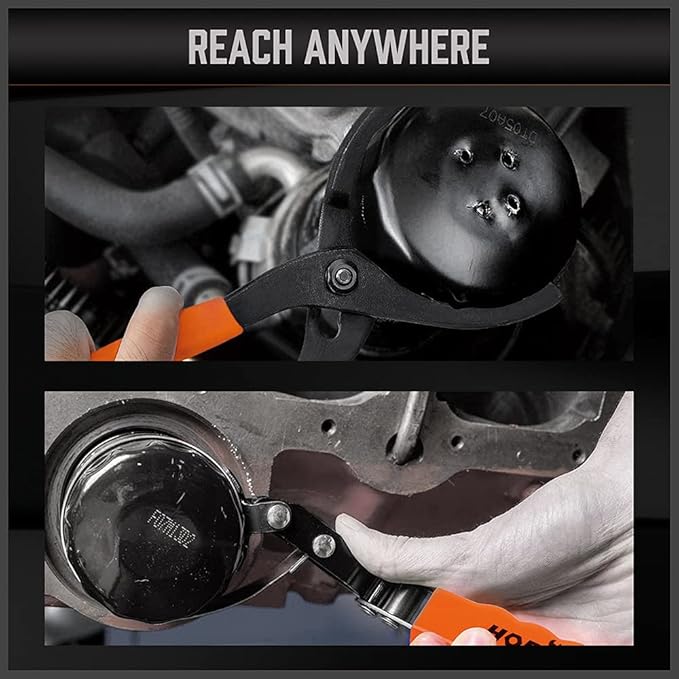 HORUSDY 5-Piece Standard Swivel Oil Filter Wrench, 2-3/4" - 5-1/4"(68.85-133.35mm) Ajustable Car Oil Filter Removal Tool, Durable & Easy Operation