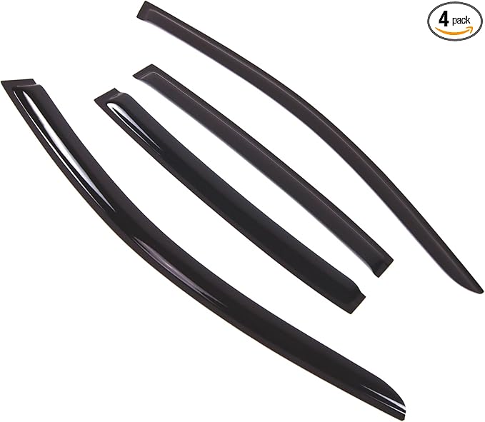 TuningPros Outside Mount Window Vent Visors Rain Guards Compatible with Honda Accord Sedan 2013-2017 | Side Window Wind Deflectors Rain Shields | Smoke Tinted, 4 Pcs Set, DGWV-637