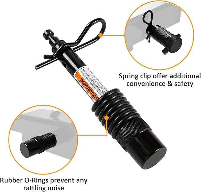 Trailer Hitch Lock Set, Solid Locking Hitch Pin with 5/8" and 1/2" Dia, 4" Long Span with Extra 3/4" Dia Adaptor Fits Class I-V Receivers for Trailer Truck Car and Boat Receiver Lock