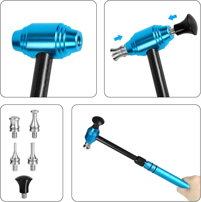 WHDZ Paintless Dent Repair Tools Dent Removal Hammer Double-Faced Car Dent Repair Leveling Hammer Telescopic