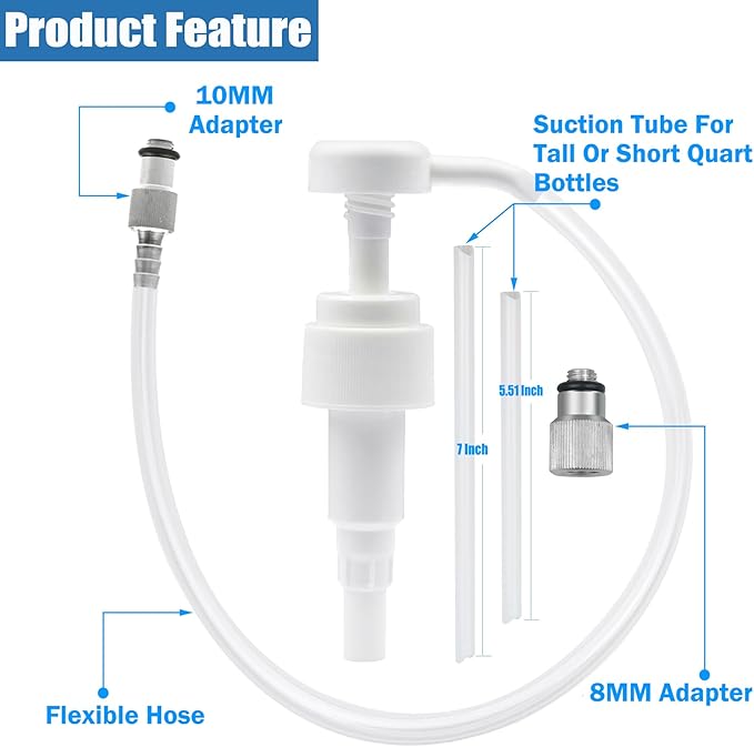 Bentolin Lower Unit Gear Oil Pump for Standard Quart Bottles Come with 8mm 10mm Metal Adapters, Fit Foreign Made Boat Outboard Motors,Transfer Gear Oil,Transmission and Differential Fluid (28mm)