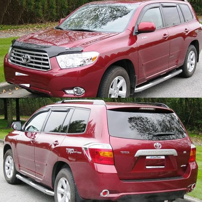 Original 4pcs Rain Guards Set, Outside Mount Window Deflectors, Good Looking Side Window Visors Compatible with 2008-2013 Toyota Highlander |94063|