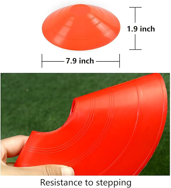 Soccer Cones (Set of 50), Agility Training Disc Cone with Carry Bag and Holder for Drilling Football Basketball Sports Field Markers,