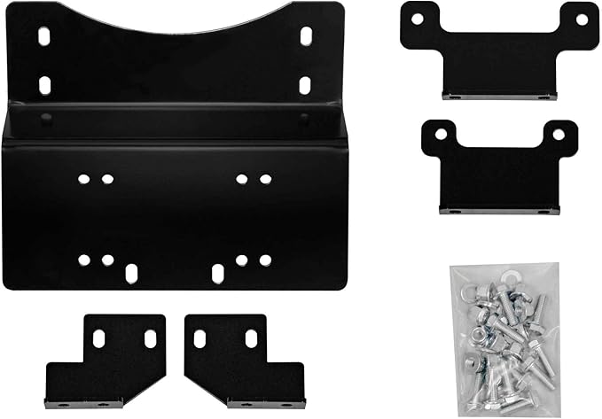 SuperATV 6000 lb Black Ops Winch with Heavy Duty Winch Mounting Plate Compatible with 2014+ Honda Pioneer 700/700-4 | Complete Kit Ready for install