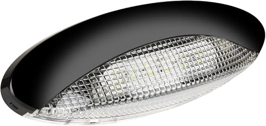 Lumitronics RV LED Euro-Style Porch Light, Clear Lens (Black)